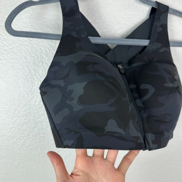 Lululemon Enlite Bra 34D Zip Front Incognito Camo Multi Grey Ultralu Athletic Ac - Picture 5 of 9